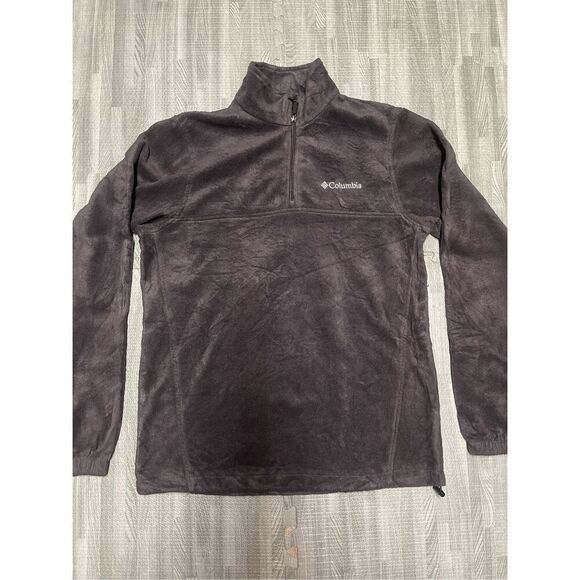 Columbia Sweatshirt Sweater Pullover 1/4 Zip Men’s Sz S Black Fleece - Picture 1 of 6